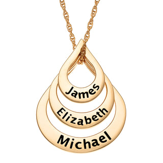 14K Gold over Sterling Nesting Teardrop with Names Necklace - 3 Names