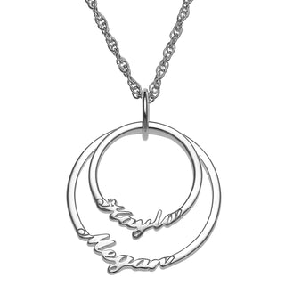 Script Name with Circle Necklace - 2 Names
