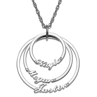 Sterling Silver Script Name with Circle Necklace - 3 Names