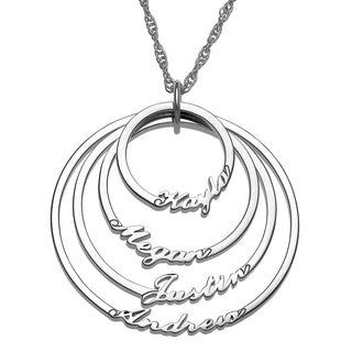 Script Name with Circle Necklace - 4 Names