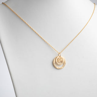 14K Gold over Sterling Engraved Name Family Tree Necklace