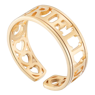 14K Gold over Sterling Name with Open Hearts Ring