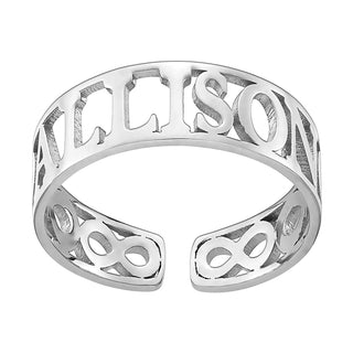 Sterling Silver Name with Open Infinity Ring