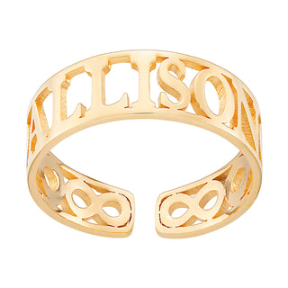 14K Gold over Sterling Name with Open Infinity Ring