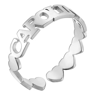 Sterling Silver Name with Heart Band Ring