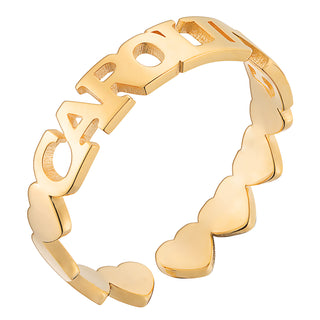 14K Gold over Sterling Name with Heart Band Ring