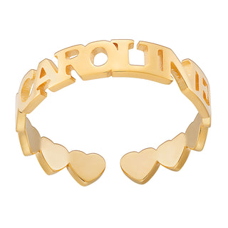 14K Gold over Sterling Name with Heart Band Ring