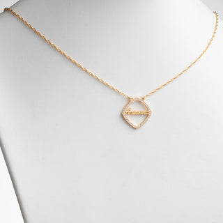 14K Gold over Sterling Name with CZ Surround Necklace
