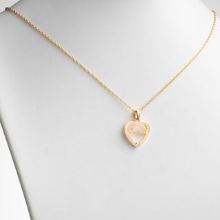 14K Gold over Sterling Open Heart with Name and Birthstone Necklace