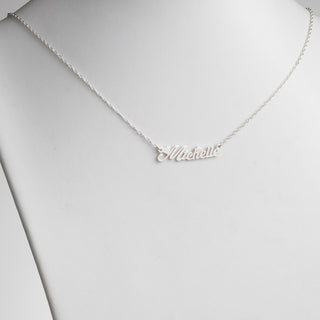 Sterling Silver Script Name with Hearts Necklace