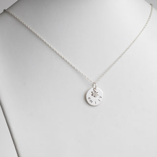 Sterling Silver Name Disc with Flower Charm Necklace