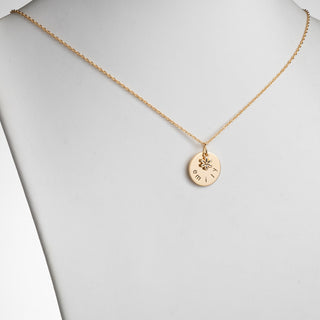 14K Gold over Sterling Name Disc with Flower Charm Necklace
