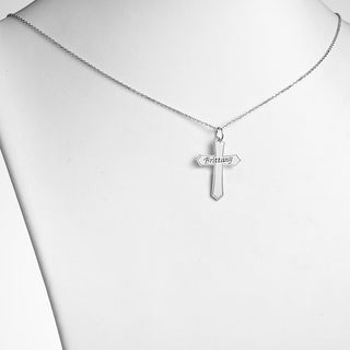 Sterling Silver Engraved Name Cross Necklace