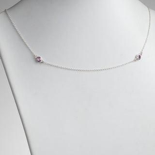 Sterling Silver Station Birthstone Necklace - 2 to 6 Stones