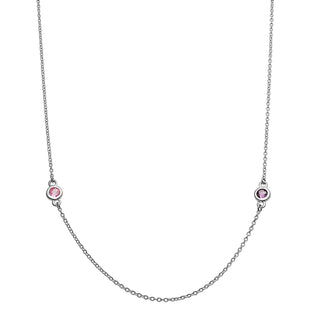 Sterling Silver Station Birthstone Necklace - 2 to 6 Stones