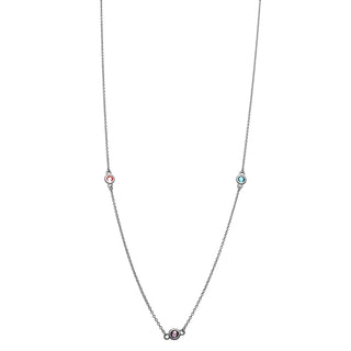 Sterling Silver Station Birthstone Necklace - 2 to 6 Stones