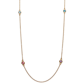 14K Gold over Sterling Station Birthstone Necklace - 2 to 6 Stones
