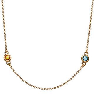 14K Gold over Sterling Station Birthstone Necklace - 2 to 6 Stones