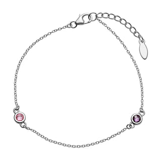 Sterling Silver Station Birthstone Bracelet - 2 to 6 Stones