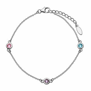 Sterling Silver Station Birthstone Bracelet - 2 to 6 Stones