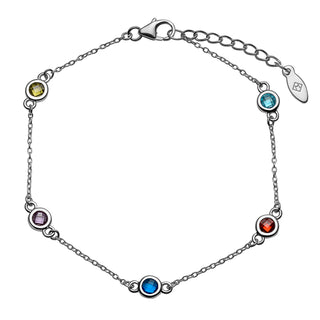 Sterling Silver Station Birthstone Bracelet - 2 to 6 Stones