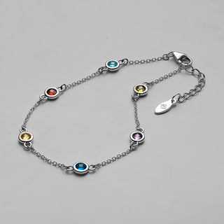 Sterling Silver Station Birthstone Bracelet - 2 to 6 Stones