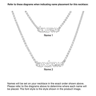 Sterling Silver Petite Block Name Layered Necklace- 2 Names