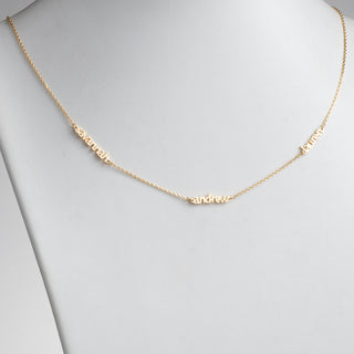 14K Gold over Sterling Petite Block Family Name Necklace- 3 Names