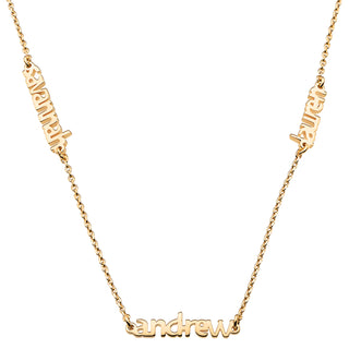 14K Gold over Sterling Petite Block Family Name Necklace- 3 Names