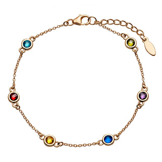14K Gold Plated Station Birthstone Anklet - 2 to 6 Stones