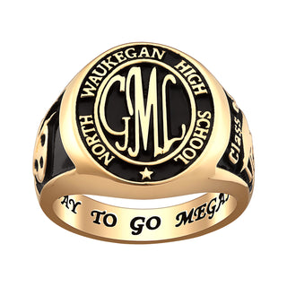 14K Gold over Sterling Ladies Oval Signet Class Ring