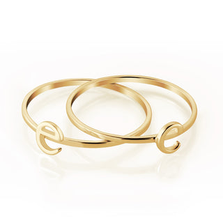 10K Yellow Gold Petite Lowercase Initials Ring - Set of 2