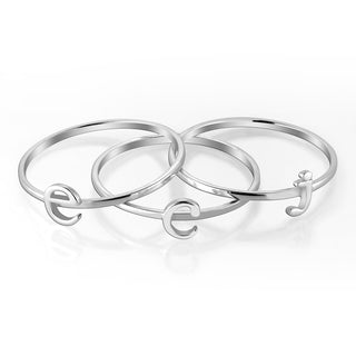 Sterling Silver Petite Lowercase Initials Ring - Set of 3