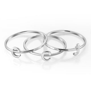10K White Gold Petite Lowercase Initials Ring - Set of 3
