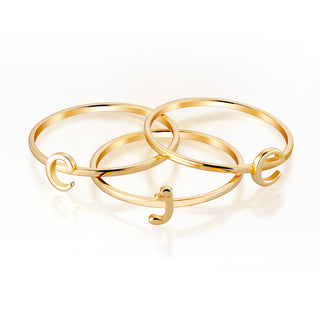 14K Gold over Sterling Petite Lowercase Initials Ring - Set of 3