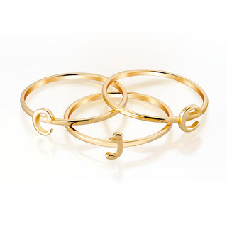 10K Yellow Gold Petite Lowercase Initials Ring - Set of 3