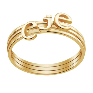 14K Gold over Sterling Petite Lowercase Initials Ring - Set of 3
