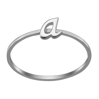 Sterling Silver Petite Lowercase Script Initial Ring
