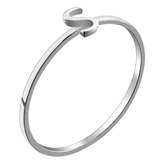 Sterling Silver Petite Uppercase Initial Ring