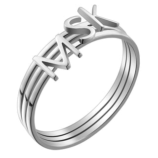 Sterling Silver Petite Uppercase Initials Ring - Set of 3