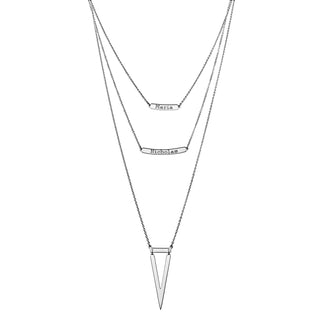 Sterling Silver Double Name Layered Necklace with Triangle