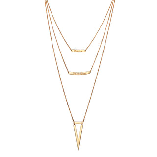 14K Gold over Sterling Double Name Layered Necklace w/ Triangle
