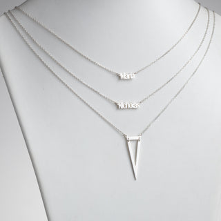 Sterling Silver Double Name Layered Necklace with Triangle