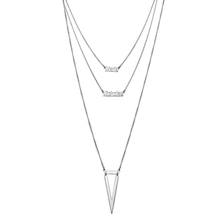 Sterling Silver Double Name Layered Necklace with Triangle