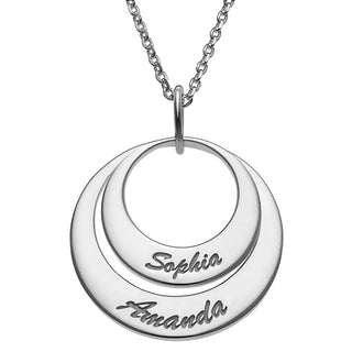 Sterling Silver Nesting Circles with Names Necklace - 2 Discs