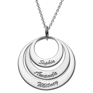 Sterling Silver Nesting Circles with Names Necklace - 3 Discs