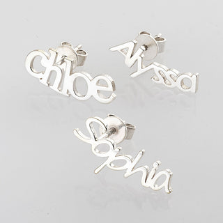 Sterling Silver Personalized Name Crawler Button Earring
