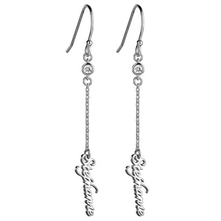 Sterling Silver Name with Birthstone Dangle Earring