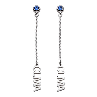 Sterling Silver Name with Birthstone Dangle Earrings