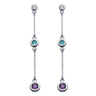 Sterling Silver Family Birthstone Dangle Earrings